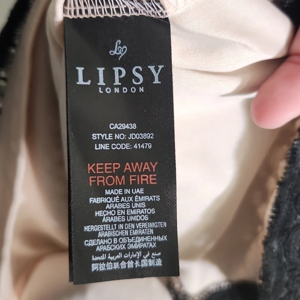 Lipsy London black lace halter dress, size 4 - Picture 8 of 8